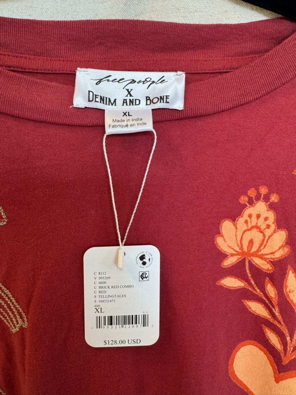 NWT Free People x Denim and Bone Tellingtales Tee XL - Picture 5 of 6